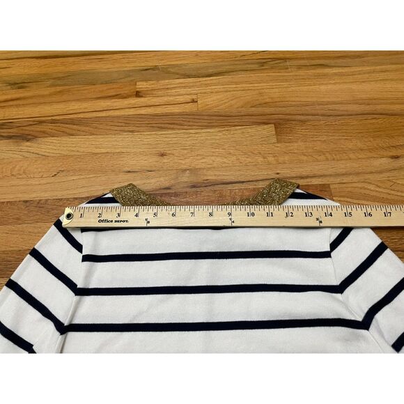 Boden Women's 8 White Sweater Cotton Knit Classic Striped Peter Pan Collared - Picture 8 of 10